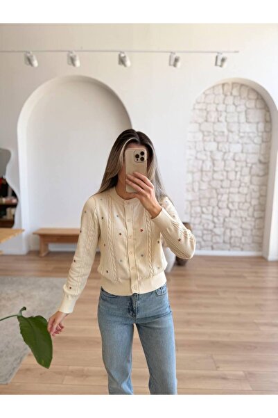 DİMA FASHİON Star Embroidered Cardigan