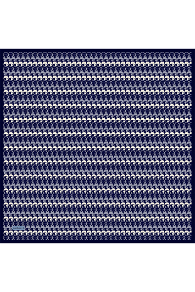 Cacharel Lacivert Logo Desenli İpek Twill Eşarp