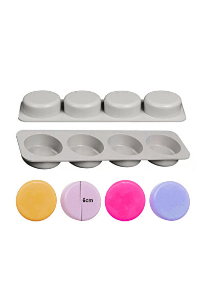 Eminonutoptanci Silicone Mold Round Soap Stone Powder and Cake Chocolate Mold 4 Pieces