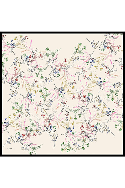 Aker Ekru İpek Twill Eşarp