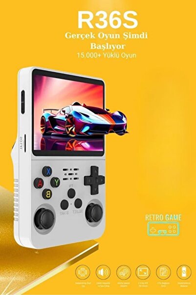 FaroxTech R36S Retro Oyun Konsolu 15.000+ Konsol Oyunu Yeni Nesil El Atarisi ...