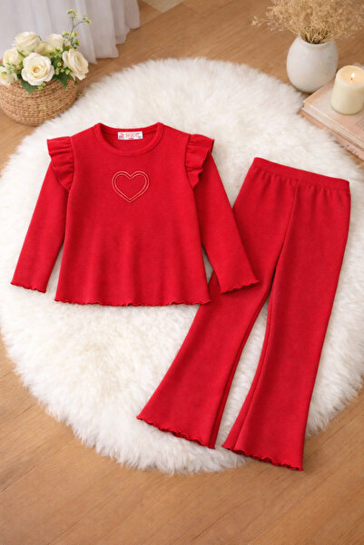 renkli diyar Girls' Top and Bottom Set Flared Seasons Holiday Everyday