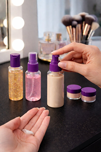 DrBambu 7 Parça Seyahat Bakım Seti Seyehat Boy Doldurulabilir Bakım Seti (Fer...