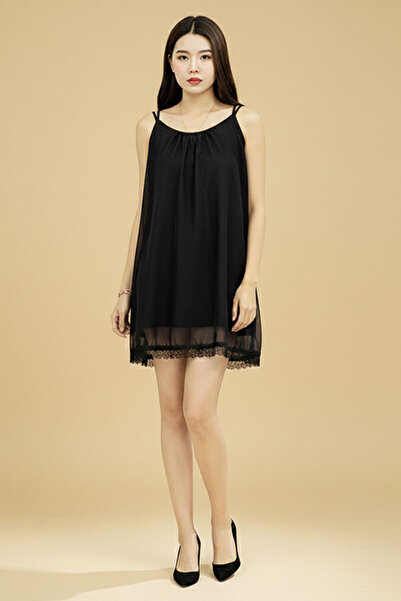 dorbe chic spaghetti strap lace decor sleeveless summer wear mini a-line dress