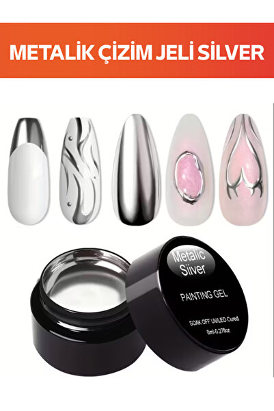 Güzellik Deposu Nail Art Tırnak Metalik Çizim Jeli Silver Paiting Jel
