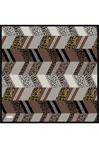 Pierre Cardin Brown 90X90 Silk Crepe Satin Scarf