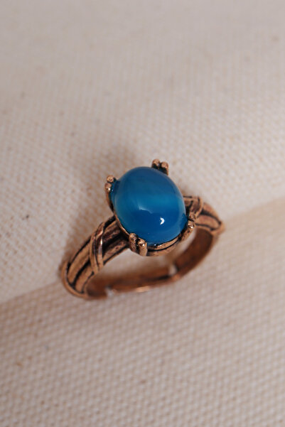 Süspüs Accessories خاتم أصلي من العقيق الأزرق قابل للتعديل