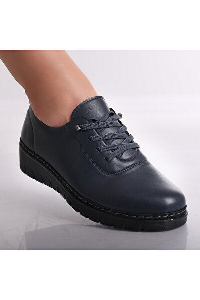 OEM Women's Casual Navy Blue Shoes Made of Idania -Leather, Size 41