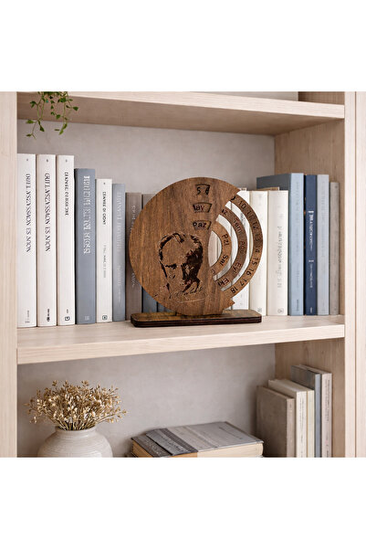 J TOYSS Atatürk İmzalı Ahşap Sürekli Takvim | Masaüstü & Kitaplık Dekoru | Lazer Kesim MDF