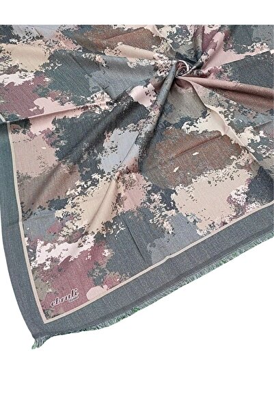 mim eşarp Ebruli Winter Patterned Scarf 95X95 cm