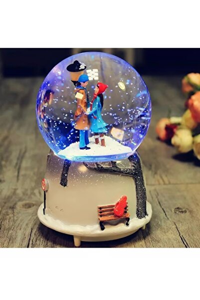 BC Romantik aşıklar büyük boy ışıklı müzikli kar küresi sevgiliye hediye elele tutuşan aşıklar
