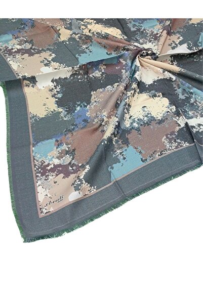 mim eşarp Ebruli Winter Patterned Scarf 95X95 cm