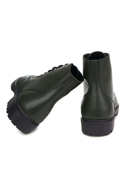 DECHASE Ghete din piele pentru femei Keff Green cu relief fin