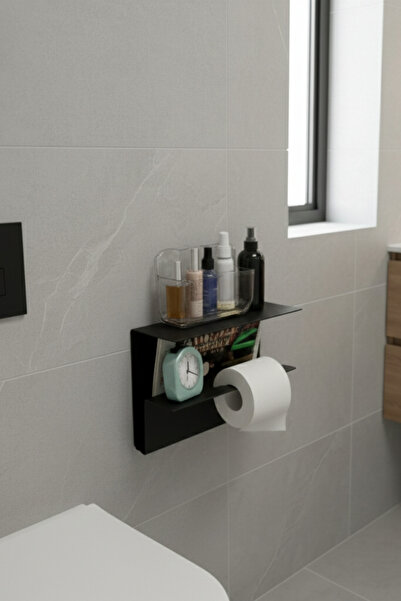 Grandmix Suport pentru hârtie igienică din metal minimalist și raft pentru ba...