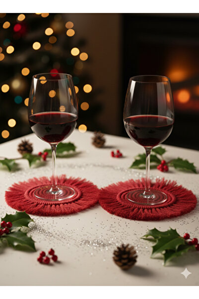 bi ters bi düz Elörgüsü 2-Piece Macrame Coaster Set