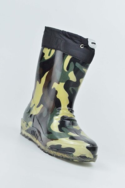 Emek Waterproof Children's Pvc Rubber Boots with Fleece Inside Camouflage
