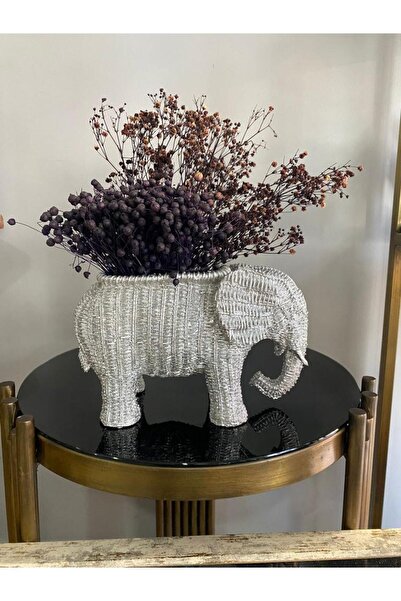 Mirsa Global Fil saksı, hasır dokulu sukulent saksı,banyo dekoru, polyester f...