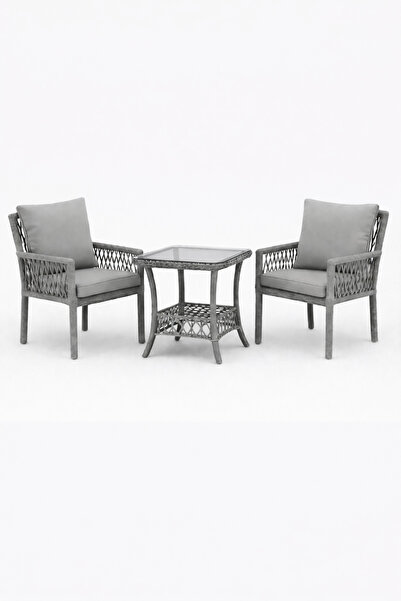 Çavdar Group Oslo Raddan 1+1 Bistro Set Minderli 2 Kişilik Raddan Oturma Grub...