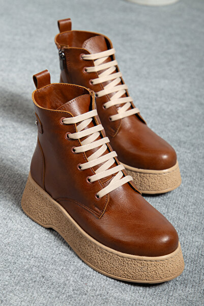 Mc vay Shoes Γυναικείες μπότες από συνθετικό δέρμα με λεπτομέρειες από πέτρα με κορδόνια και φερμουάρ Γυναικείες μπότες και μποτάκια