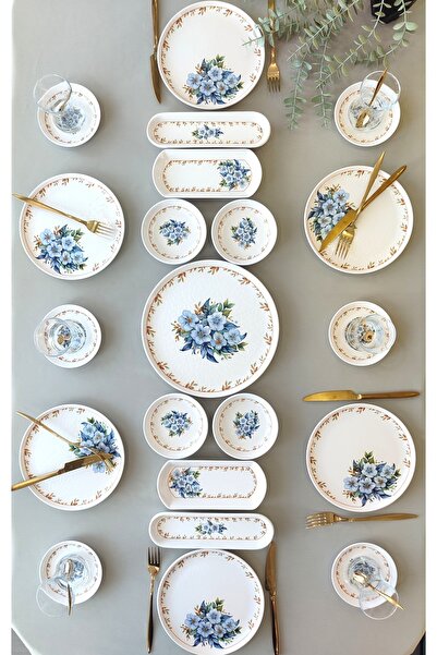 Yiğit Seramik Züccaciye Yediveren Çiçeği 6 Kişilik 21 Parça Kahvaltı Takımı