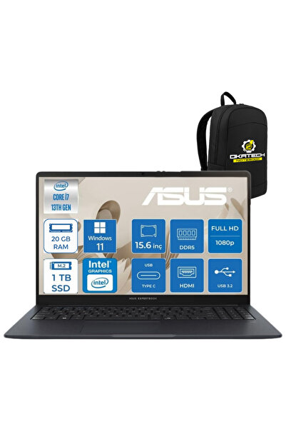 ASUS EXPERTBOOK İNTEL İ7-13620H 20GB DDR5 1TB SSD 15.6''FHD WİN11PRO DİZÜSTÜ ...