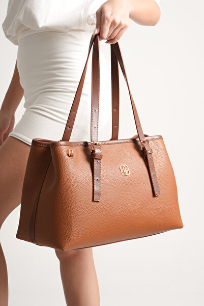 Valeriona Alena Kadın Büyük Omuz ve Kol Çantası Taba-Günlük Kullanım