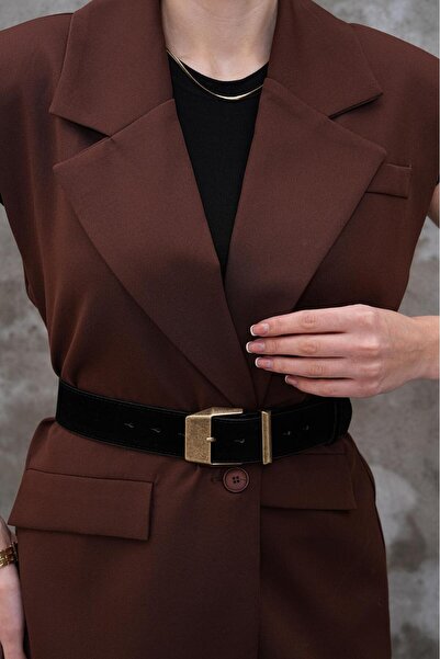 Desre Moda Curea din piele intoarsa cu catarama antica Curea pentru rochie Cu...