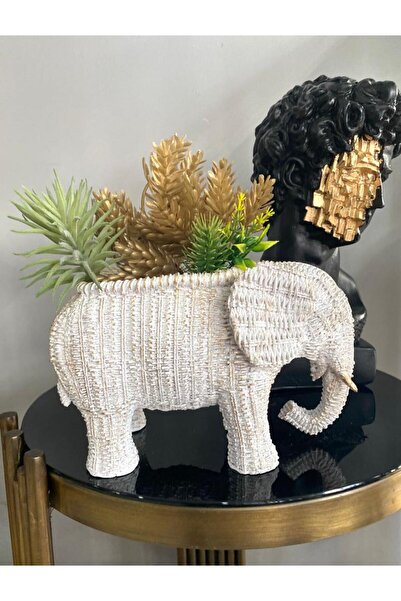 Mirsa Global Fil saksı, hasır dokulu sukulent saksı,banyo dekoru, polyester f...