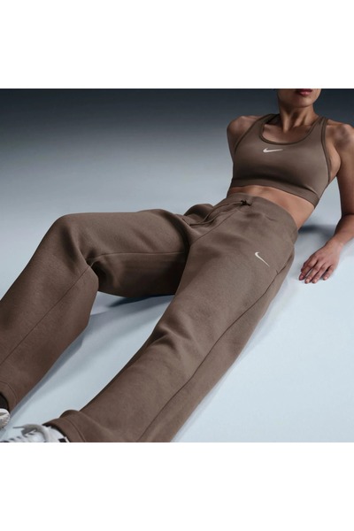 Nike NSW Phoenix Fleece Hr Pant Wide Γυναικείο φλις ψηλόμεσο καφέ παντελόνι DQ5615-233