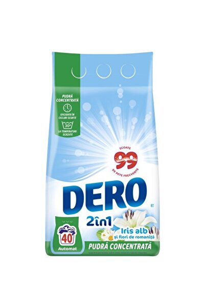 Dero 2 σε 1 απορρυπαντικό ρούχων, λευκή ίριδα, 3 κιλά