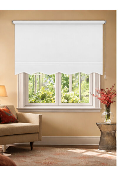 evana home Etekli Düz Beyaz Stor Perde – Dilimli Tasarım, Işık Geçirgen