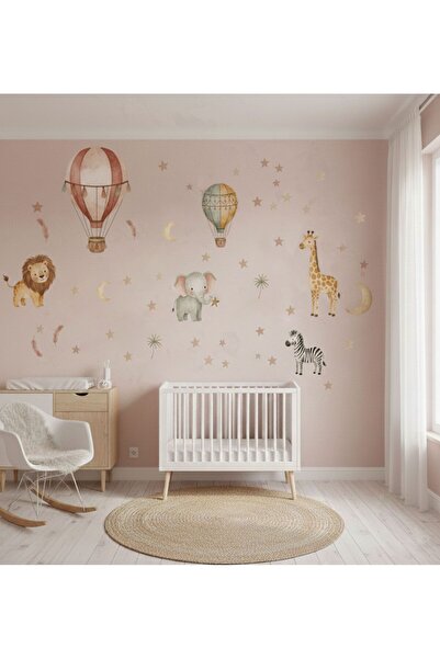 Baskı Madeni Retro uçan Balonlar, safari hayvanlar Çocuk Odası Duvar Sticker ...