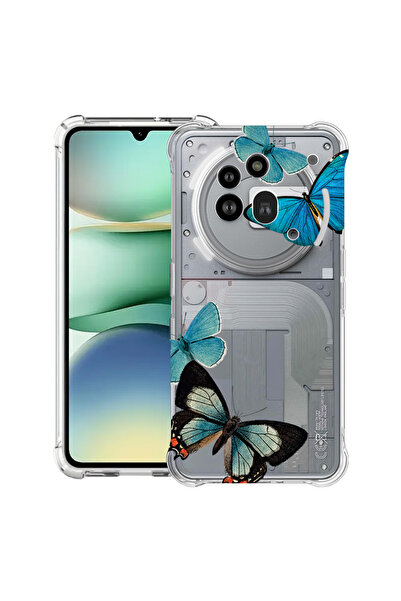 bestcase Husa antișoc compatibilă cu Nothing Phone (3a) Pro, fluturi albaștri...