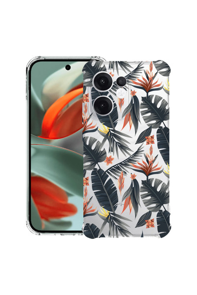 bestcase Carcasă antișoc Husa compatibilă cu Oppo Reno15, Flori tropicale