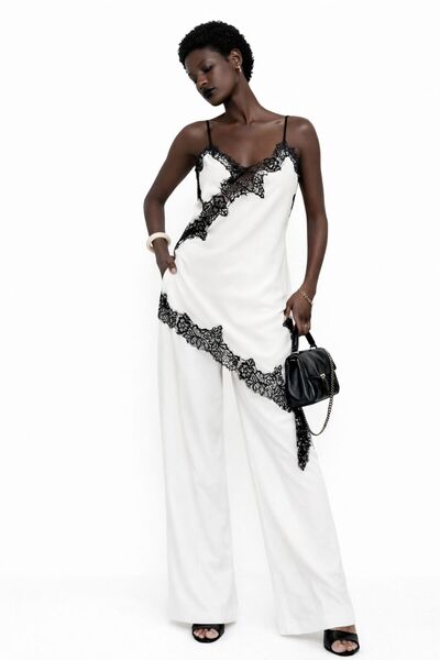 DEEP BEACH Асиметрична рокля с дантелени детайли и презрамки