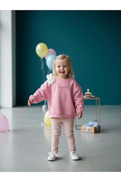 Zekids Detaliu de iepuraș pentru fetiță cu căptușeală din fleece Swea tricou