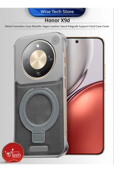 Wtech جراب معدني بدون إطار لهاتف Honor X9d 5G 2025، مصنوع من الجلد النباتي ال...