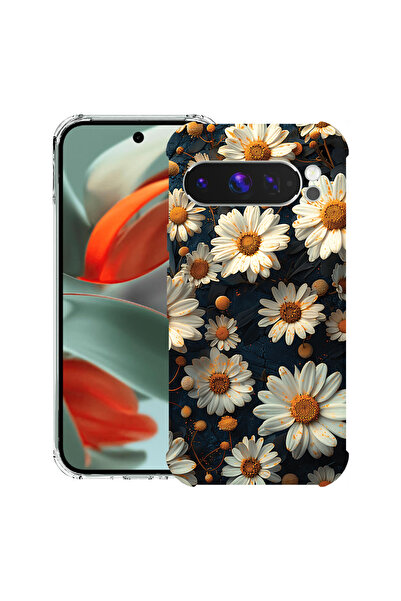 bestcase Husa antișoc compatibilă cu Google Pixel 10 / Pixel 10 Pro, model 3D Daisy,