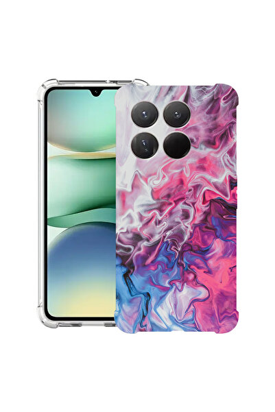 bestcase Husa antișoc compatibilă cu Motorola Edge 70, roz marmorat și albastru,