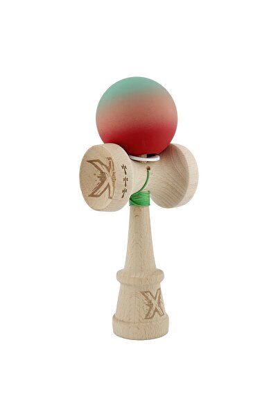 Flippy Kendama X Originala, Profesionala, Flippy, KING SIZE V3, Rubber Grip, Gradient Verde/Roz/Rosu