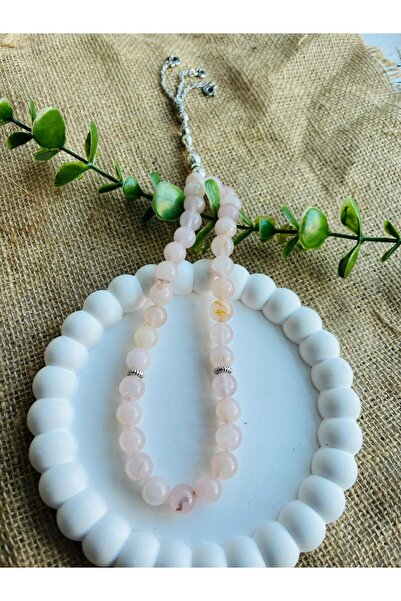 Luba 33 lük Pembe Kuvars Taşı 8 mm Tesbih