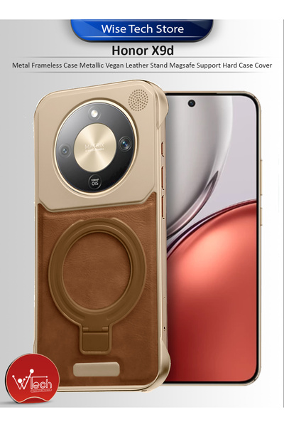 Wtech جراب معدني بدون إطار لهاتف Honor X9d 5G 2025، مصنوع من الجلد النباتي ال...