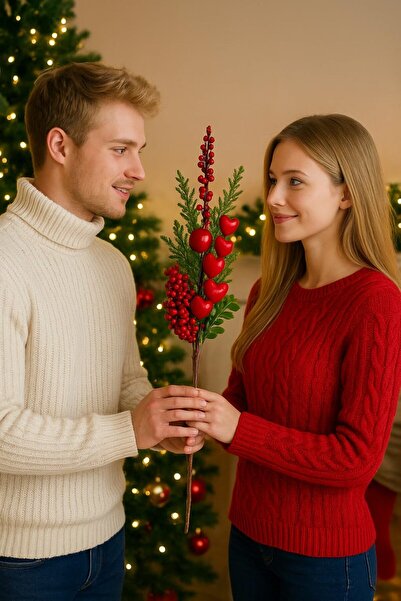 OKAVANGO 1 bucată de flori Kokina de lux, verzi, cu model de Anul Nou