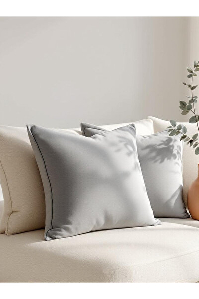 JACA 2-Piece Square Linen Fabric Solid Color Throw Pillow Cover (2 Pieces)