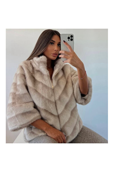 FeteRL Haină din blană artificială ELEGANSIA bej