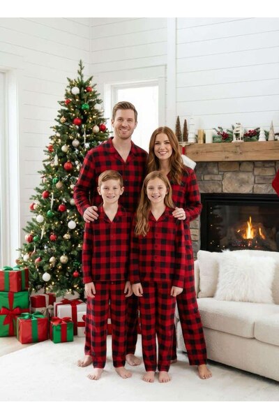 ARN HOMEWEAR aile kombini süet pijama takımı baba-oğul-anne-kız (tek takım fiyatıdır)