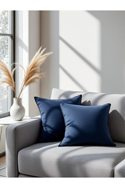 JACA 2-Piece Square Linen Fabric Solid Color Throw Pillow Cover (2 Pieces)