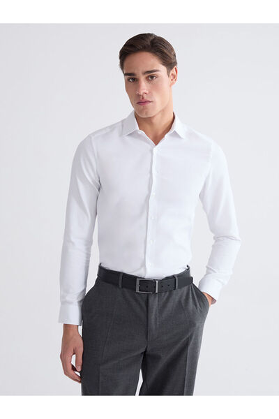 LC Waikiki MG TRENDEN ΥΠΕΡΟΧΕΣ ΠΡΟΣΦΟΡΕΣ Λευκό ανδρικό πουκάμισο Dobby με λεπ...