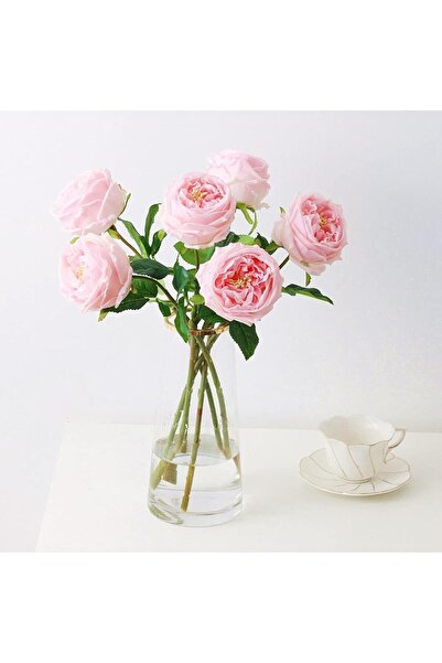 Nettenevime Artificial Flower Wet Rose Peony Layered Rose Light Pink Color Realistic Touch 45cm