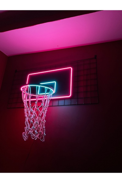 NO BRAND Neon LED Işıklı Basketbol Potası – Dekoratif Duvar Aydınlatması